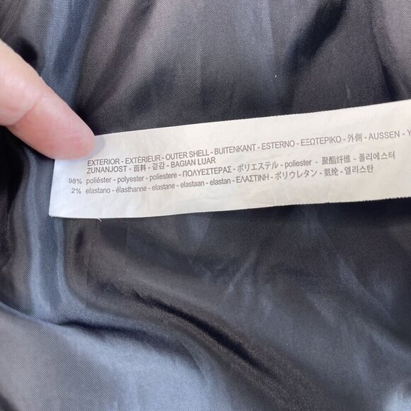 ZARA Basic Plaid Jacket SZ S Modern Crop Ruffle Bell Sleeve Blazer Navy Black - Picture 8 of 10